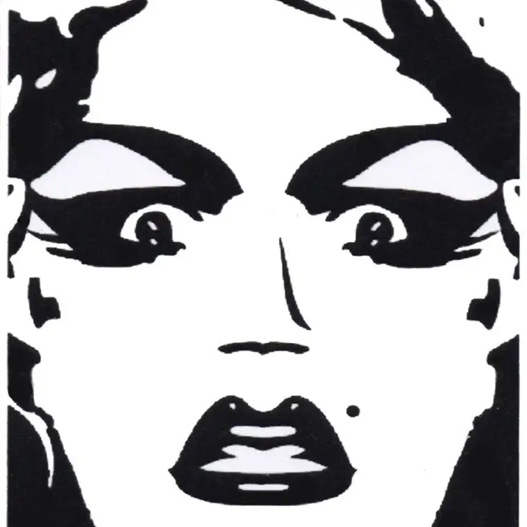 black and white stencil of Anita Drink's face